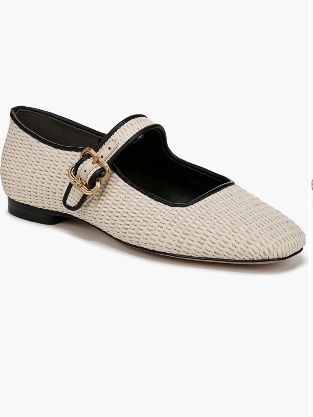Worn 1x - ‘ Michaela’ Maryjane Flat - Linen / Black